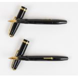 Two Conway Stewart fountain pens with black bodies; one inscribed "Shorthand",