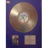 RICK BUCKLER; a unique BPI Award silver disc for Setting Sons issued to band members.