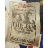Setting Sons 1980 Tour; an original Santa Monica Civic cloth backstage pass.