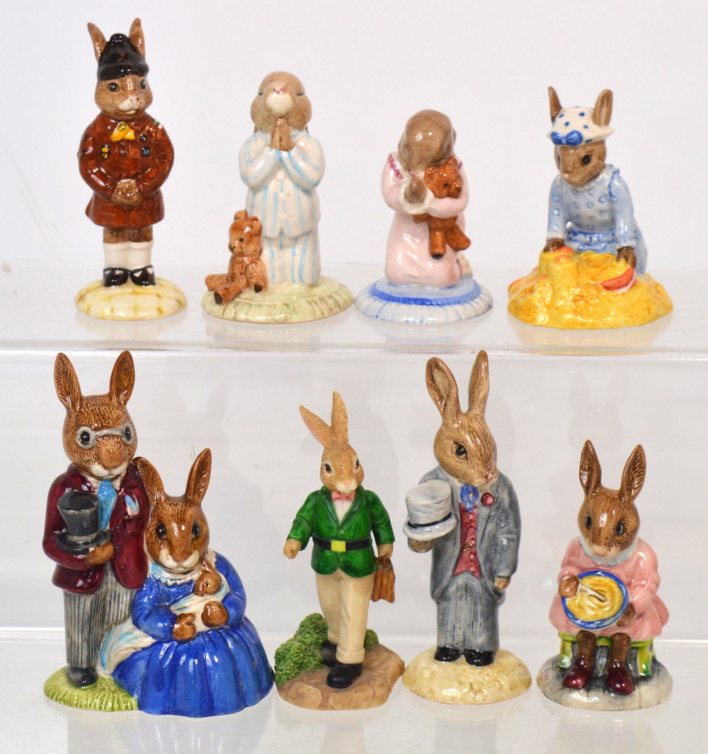 Eight Royal Doulton 'Bunnykins' figures; DB1 'Family Photograph,