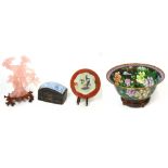 An Oriental collector's lot comprising large 20th century Chinese cloisonné bowl on stand,