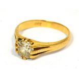 An 18ct yellow gold gentleman's single stone diamond ring, size Q, approx 4.2g.