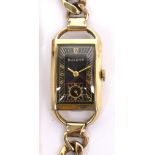 Bulova; a 1937 "President" Curvex tank style watch, long curved gold filled case,