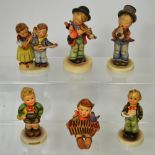 Goebel; six figural studies of girls and boys playing musical instruments by M.J.