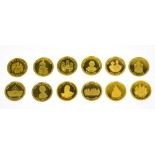 A cased set of twelve gold 'Royal House of Windsor' coin collection,