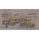 WENDY BROWN (contemporary); watercolour 'Open Air Market, Versailles', signed and inscribed,