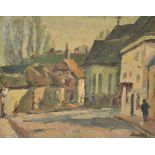 RONALD OSSORY DUNLOP RA (1894-1973); oil on canvas depicting a village street scene,