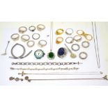 A quantity of silver and costume jewellery.