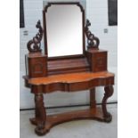 A Victorian mahogany mirror back dressing table,