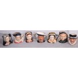 Seven Royal Doulton character jugs, D6642 Henry VIII, D6646 Jane Seymour, D6645 Catherine Howard,