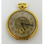 Elgin; a crown wind 14ct gold slim line pocket watch,