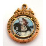 A rare Edwardian 9ct gold and double sided enamel decorated football medal for the Zingari League,