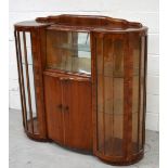 A retro display cabinet, central pair of doors flanked by astragal glazed sections, width 128cm.