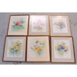 A set of four floral prints, each approx 31 x 28cm, framed and a similar pair (6).