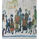 LAURENCE STEPHEN LOWRY (1887-1976); a signed limited edition print, "People Standing About",