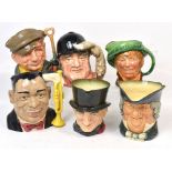 Six Royal Doulton character jugs D6707 The Celebrity collection, 'Louis Armstrong', 'John Peel',