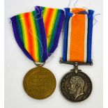 Two WWI medals; The British War Medal 1914-18 and the Allied Victory Medal,