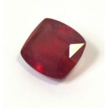 A cushion cut ruby, approx 6.87ct. **Loose gems are subject to VAT.