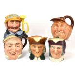 Five large Royal Doulton large character jugs, D5327 'John Barleycorn, Old Lad', 'Simon Sellarer',