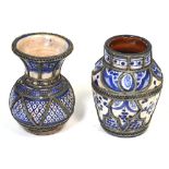 Two 19th century Saffi Farsi blue and white vases,