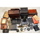 An Ensign Special Ruby Reflex bellows cameras (af), vintage photographic accessories,