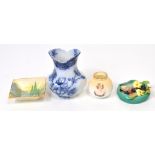 Four pieces of Royal Doulton and Doulton Burslem ware to include a square dish 'Woodley Dale',