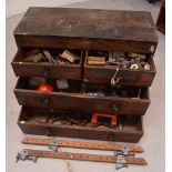 A Victorian mahogany two-over-two chest of drawers converted into a tool chest containing a large