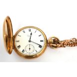 A 9ct yellow gold crown wind full hunter pocket watch,