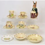 A collection of Royal Doulton 'Bunnykins' figures to include D6615 'Bunny Bank' money box and