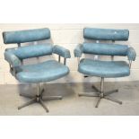 A pair of 1960s chromed hairdresser's chairs (2).