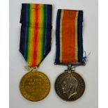 Two WWI medals; The British War Medal 1914-18 and the Allied Victory Medal,