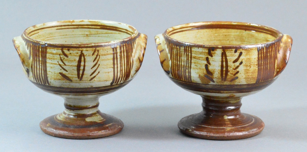 MICHAEL CARDEW (1901-1983) for Wenford Bridge Pottery; a pair of stoneware chalices,