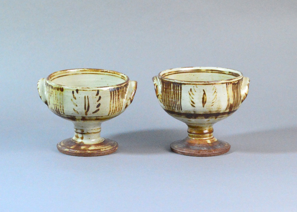 MICHAEL CARDEW (1901-1983) for Wenford Bridge Pottery; a near pair of stoneware chalices, - Image 3 of 6