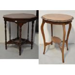 An Edwardian walnut octagonal occasional table with lower tier,