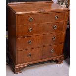 A 1930s mahogany chest of four long drawers with octagonal drop handles,