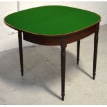 A Regency demi-lune fold-over card table in mahogany,