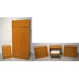 A Stag six piece bedroom suite comprising twin-door wardrobe, approx width 92cm,