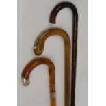 An early 20th century hallmarked silver mounted and collared bamboo walking stick,