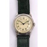 Movado; a 1940s gentlemen's watch, all stainless steel screw-back case,