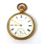 Thomas Russell & Son of Liverpool; a gold plated crown wind open face pocket watch,