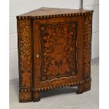 A 19th century Continental rosewood and inlaid corner cupboard, width 87cm (af).