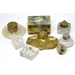 A small collection of inkpots to include Edwardian examples,