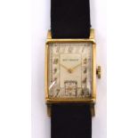 Wittnauer; a 1940s gentlemen's tank style watch, rectangular curvex gold filled case,