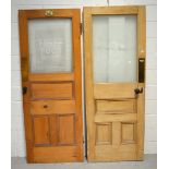 Two pine pub doors, one for the Smoke Room and one for the Parlour (2).