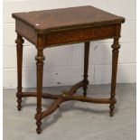 A 20th century Italian inlaid kingwood and ormolu mounted fold-over card table,