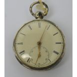 A large hallmarked silver open face pocket watch,