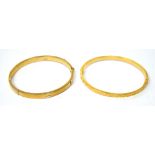 Two 9ct yellow gold bangles, approx 13.2g.