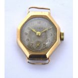 Omer; a 9ct yellow gold ladies' hexagonal-shaped wristwatch,