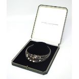 A boxed Boodle & Dunthorne silver and freshwater pearl necklace.