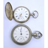 Elgin; a plated open face pocket watch with subsidiary seconds hand,